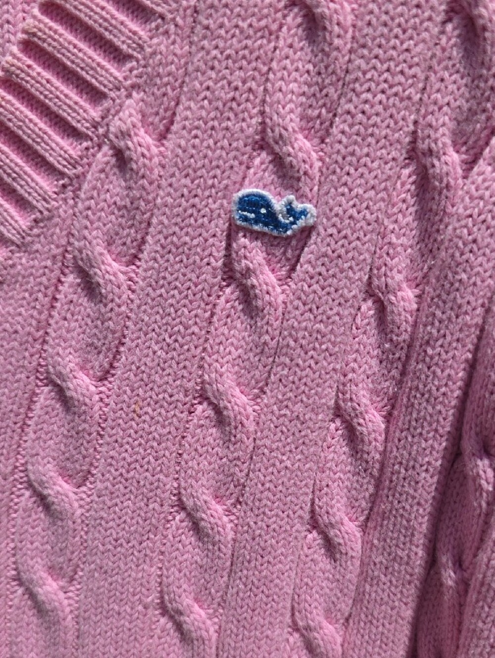 Vintage 90s Old Navy Pink 100% Cotton V-neck Sweater XXL Made in Hong Kong‎ Rare - Picture 5 of 14